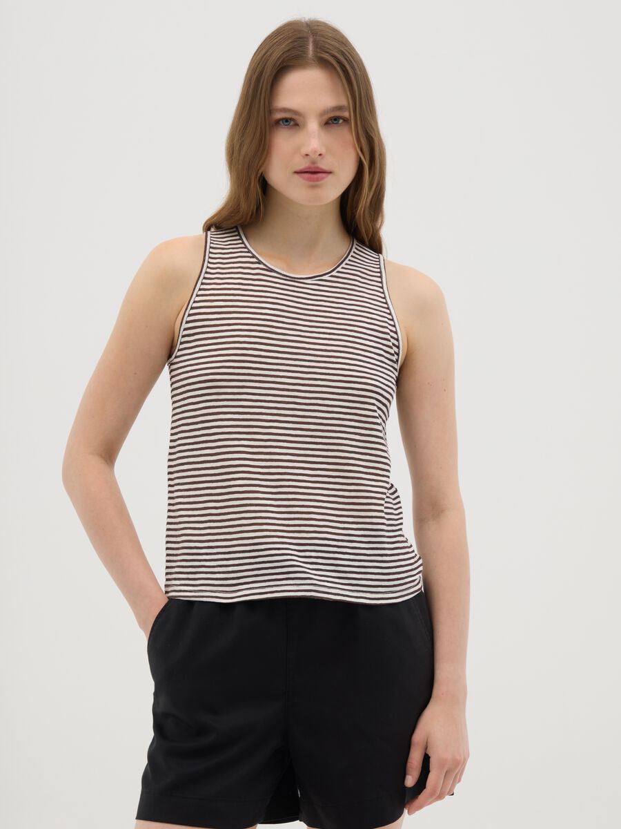 Women's Regular Fit Multicolour Sleeveless Top in Cotton Blend_0