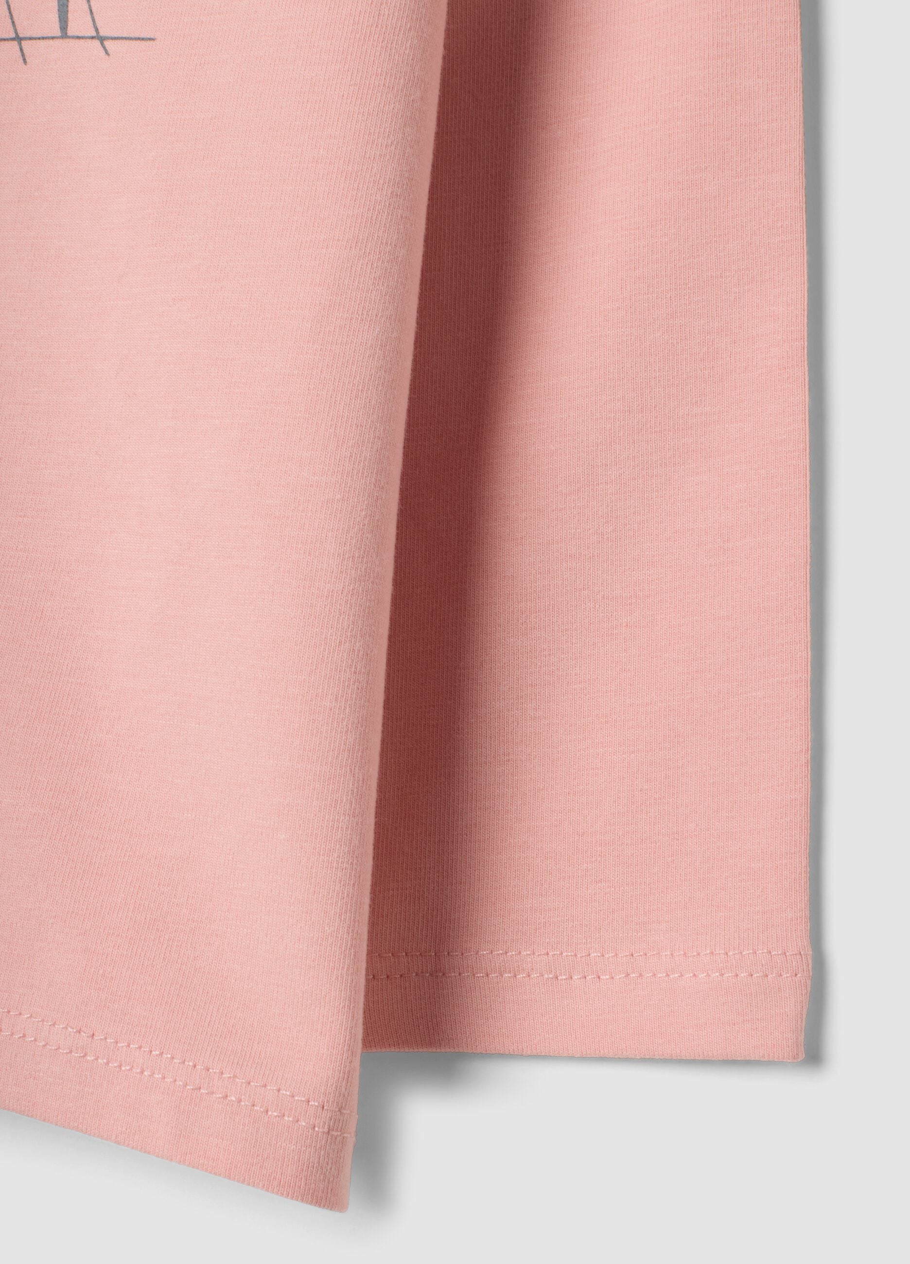 Pink regular-fit T-shirt in organic stretch cotton jersey with print