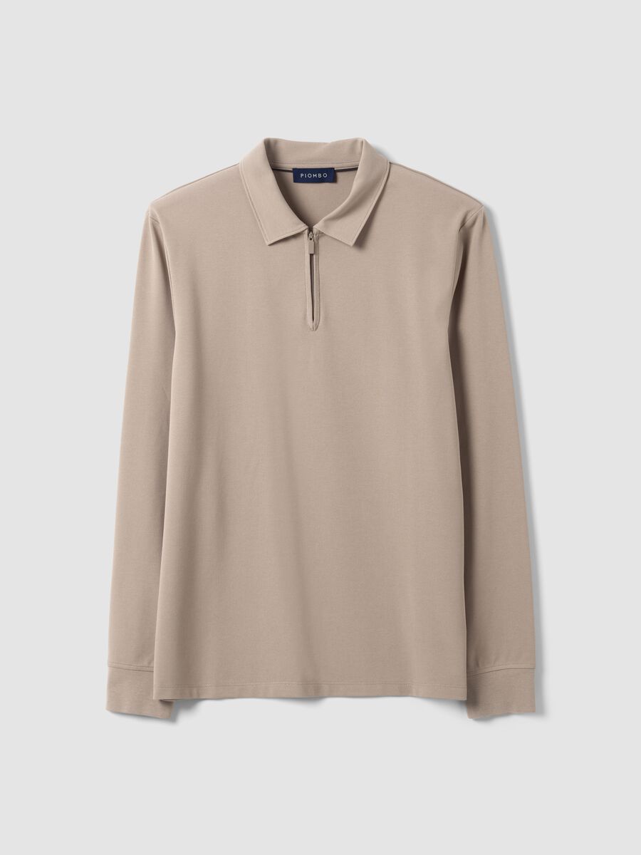 Polo grigia in misto cotone piquet elasticizzato Easy dry regular fit_0