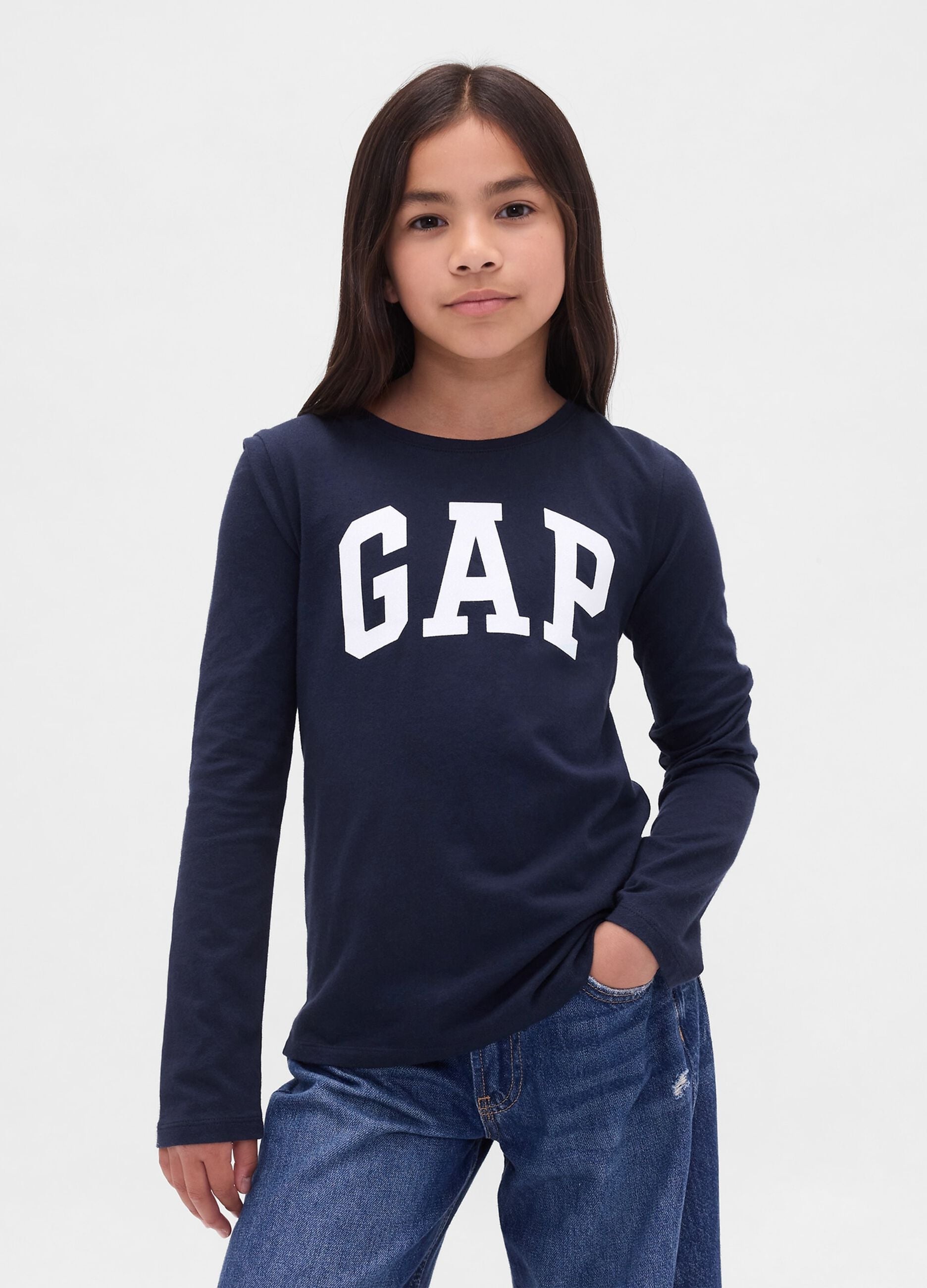 Blue long-sleeve pure cotton T-shirt with GAP logo