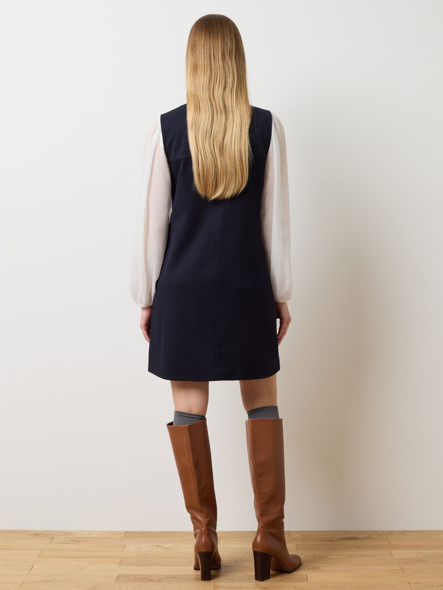 Vestito blu con fiocco con zip_2