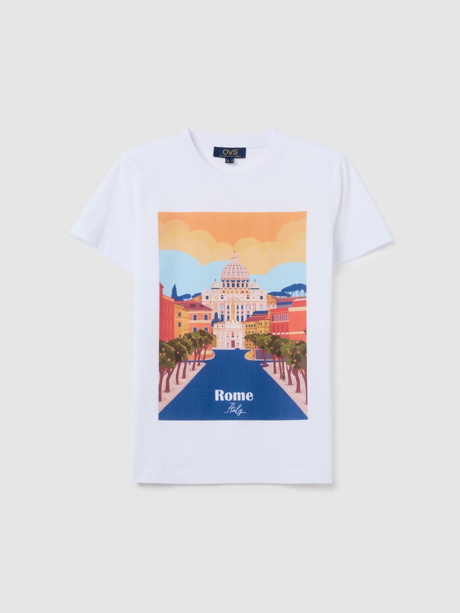 Women's pure white cotton regular fit T-shirt_0