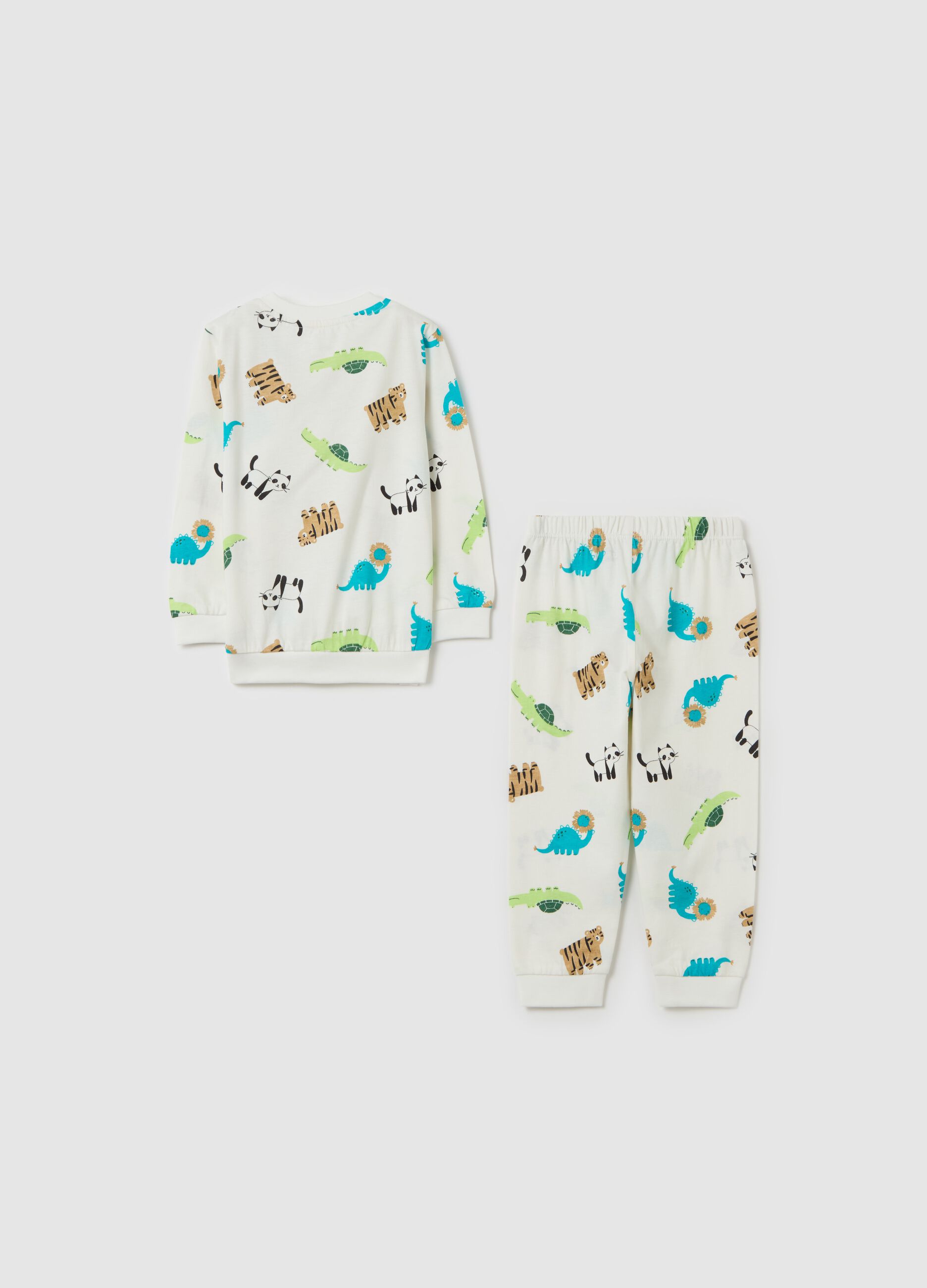 Organic cotton pyjamas with animals print