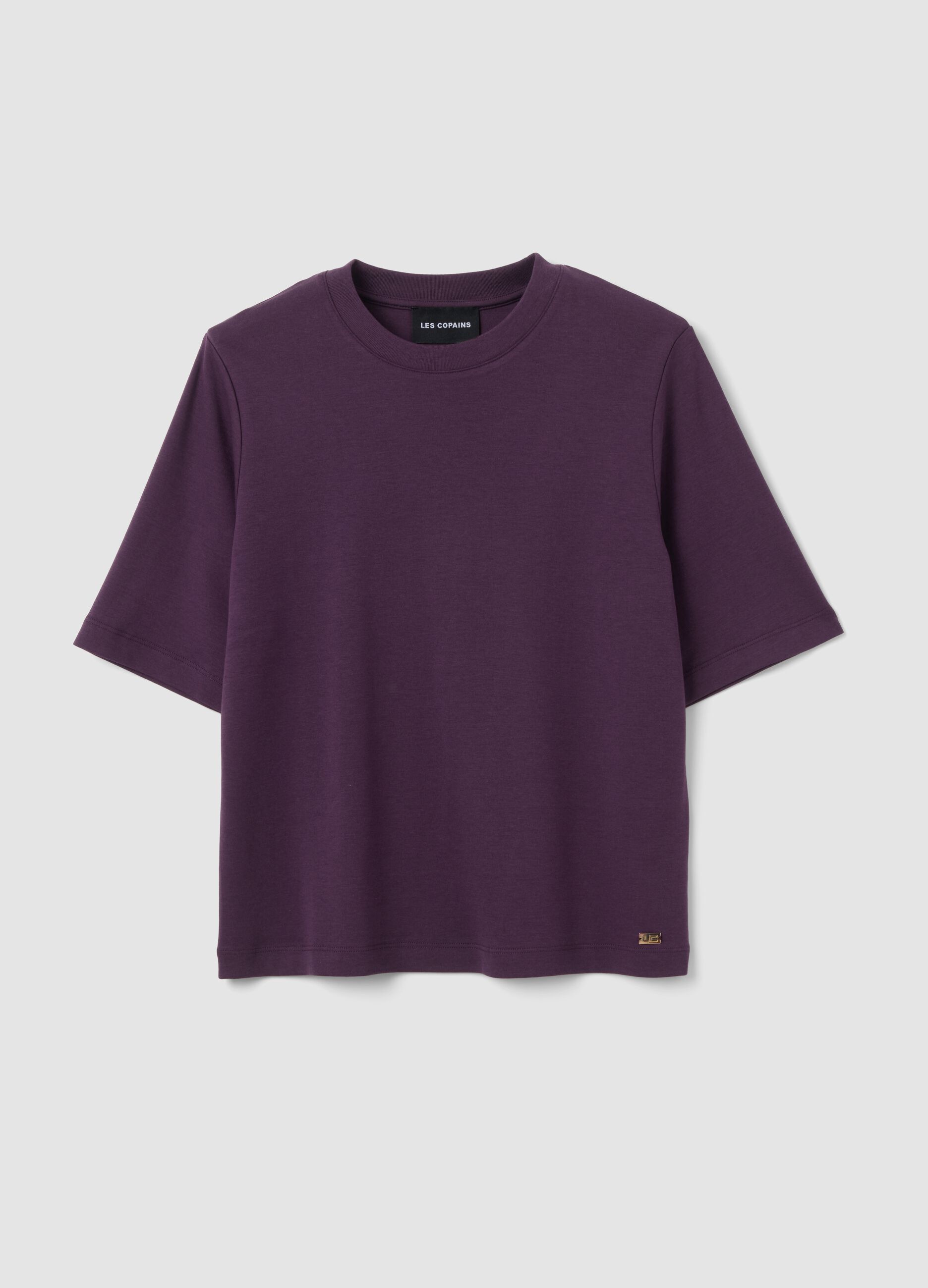 Purple boxy-fit T-shirt in a cotton-viscose blend