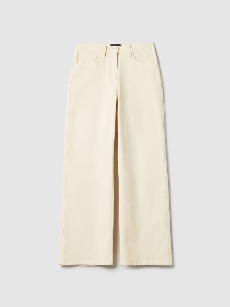 Straight Beige Stretch Cotton Chino Trousers_4