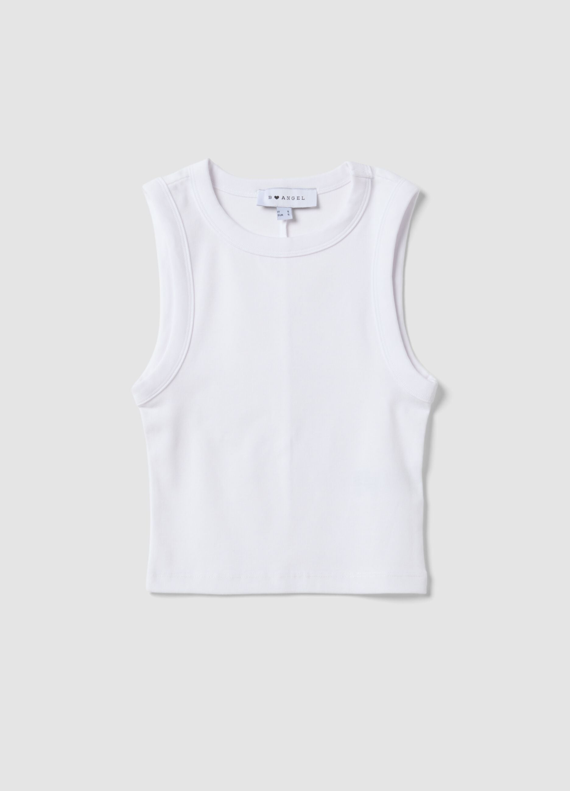 White cropped stretch-cotton tank top