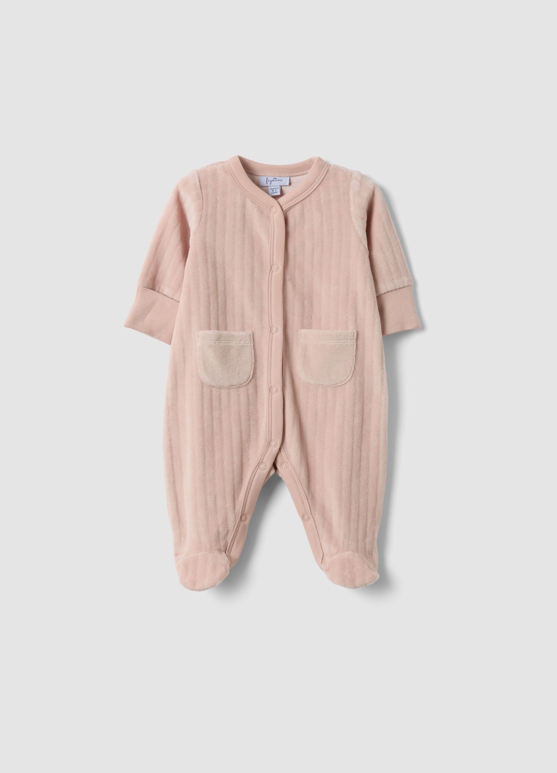 Pink organic cotton-blend sleepsuit with built-in feet