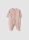 Pink organic cotton-blend sleepsuit with built-in feet_0