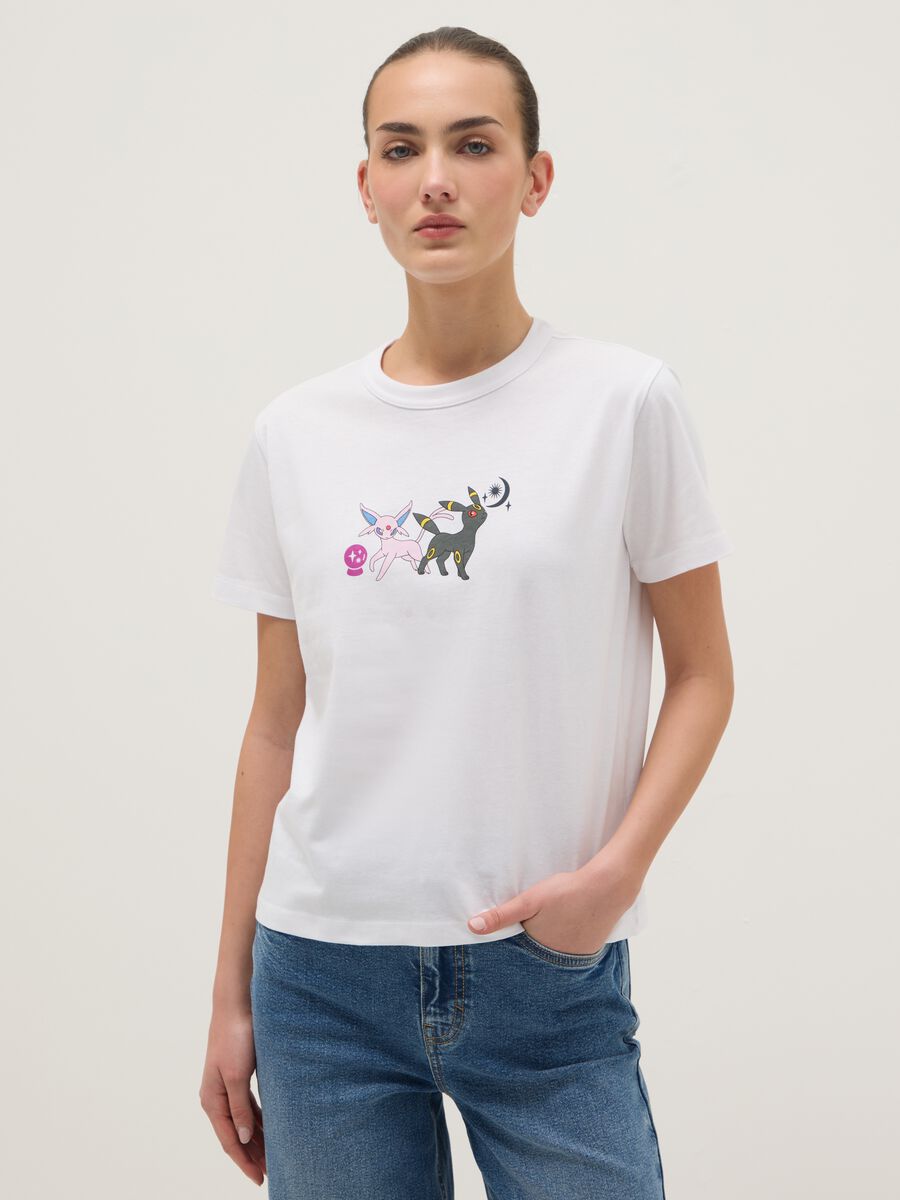 White pure cotton regular fit T-shirt with print_0