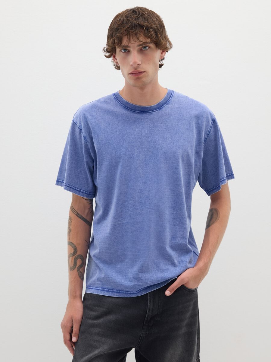 Pure cotton blue T-shirt regular fit_0