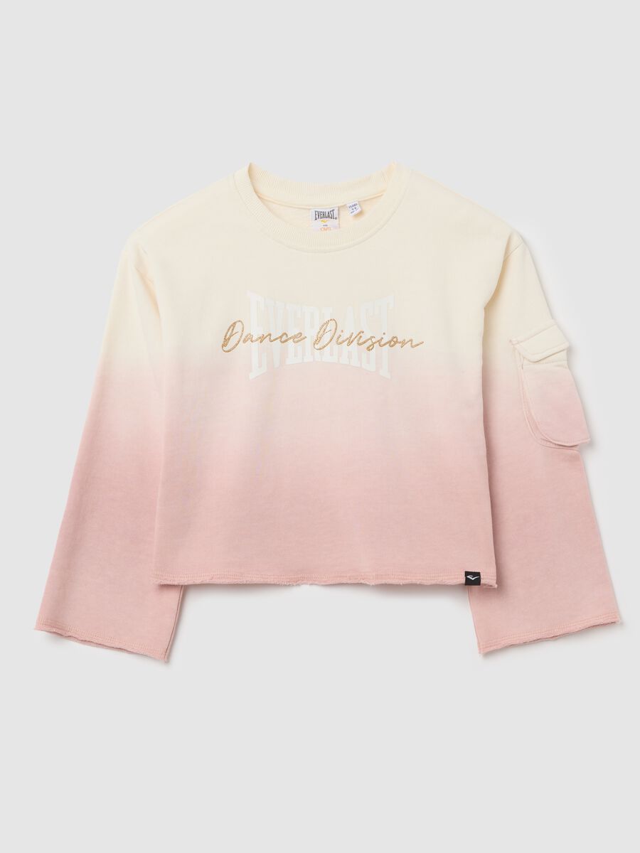 White and pink dip-dye sweatshirt with glitter logo print_0