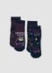 2-pack blue midi non-slip socks in stretch organic cotton with print_0