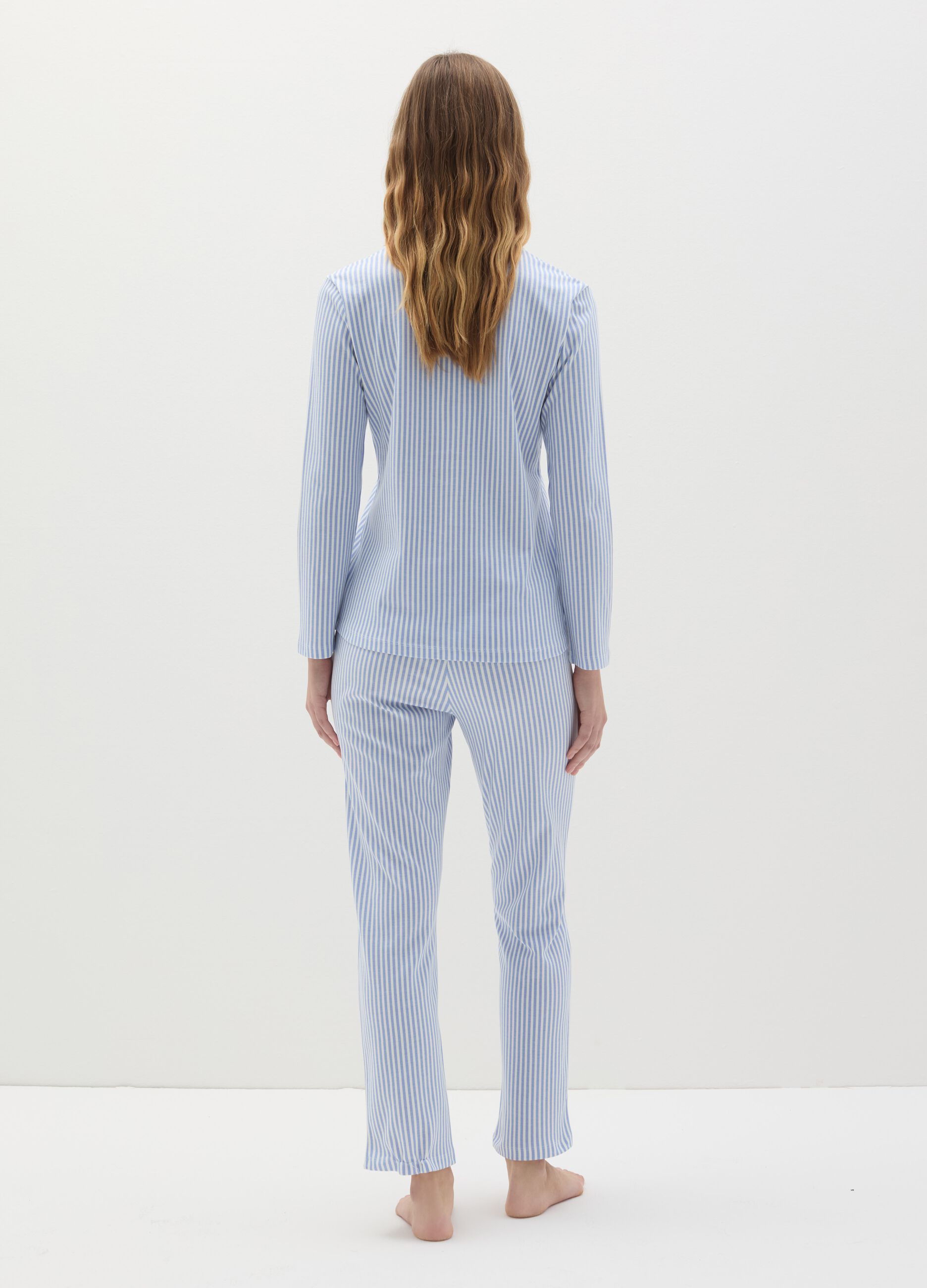 Long pyjamas in striped cotton