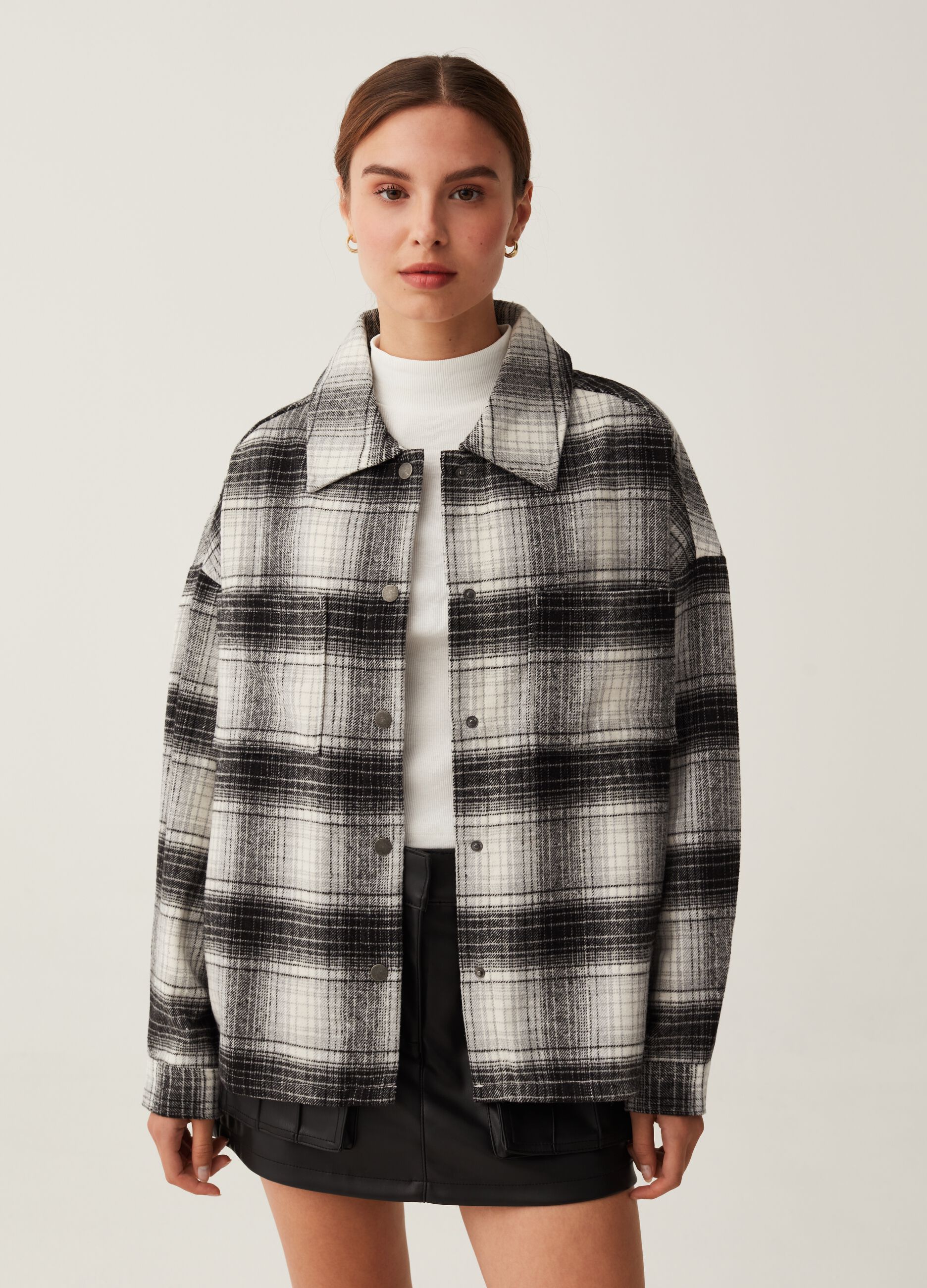 Shacket oversize in flanella fantasia check_0