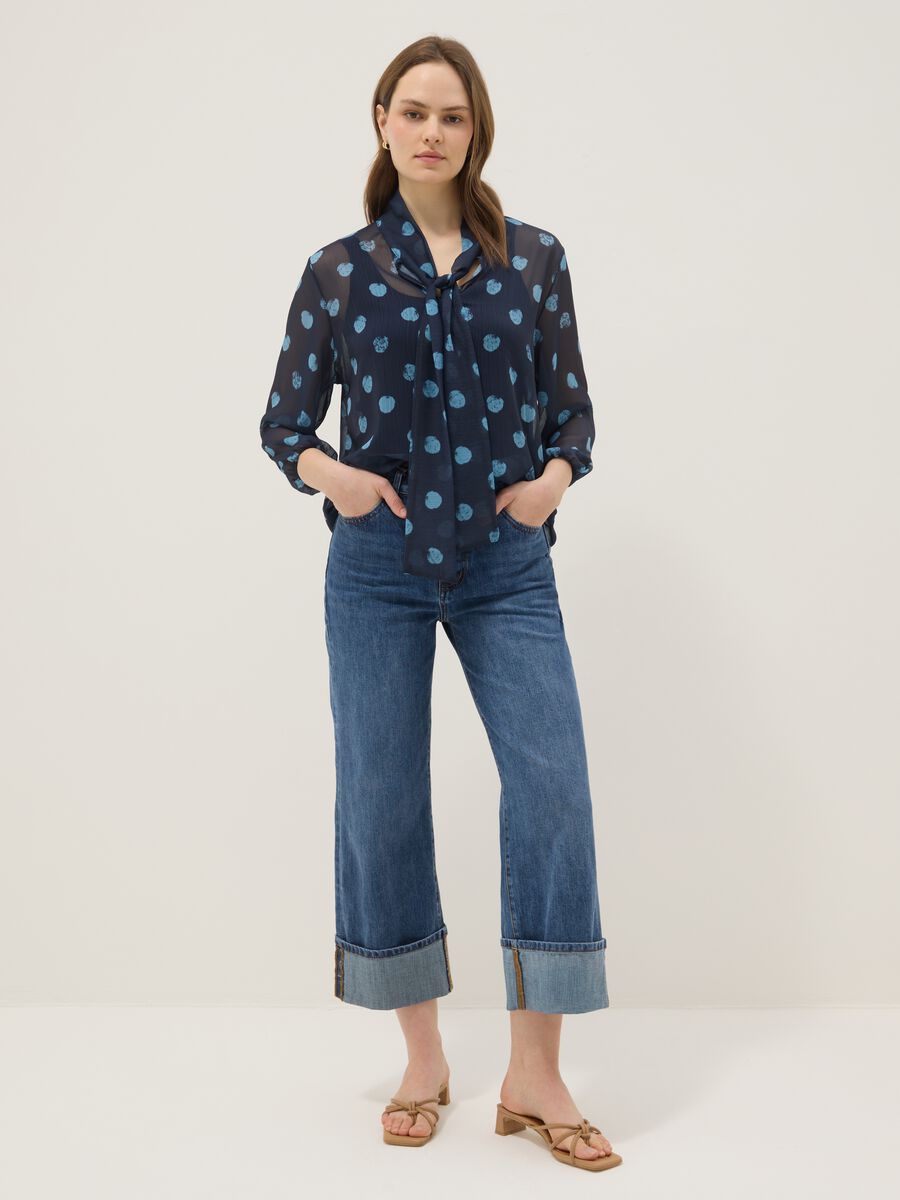 Blusa con maniche lunghe multicolor a pois regular fit_1