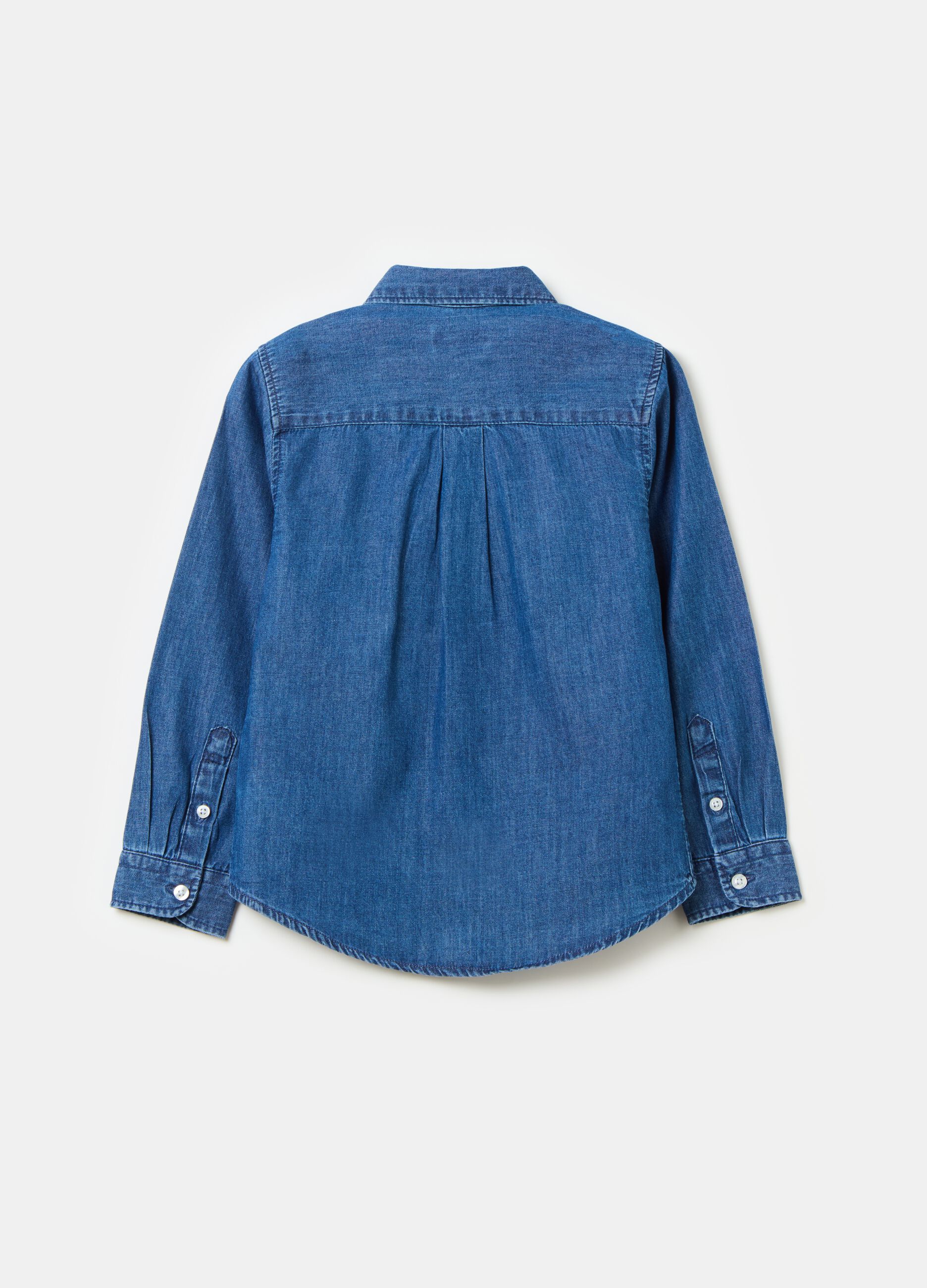 Denim shirt with button-down collar