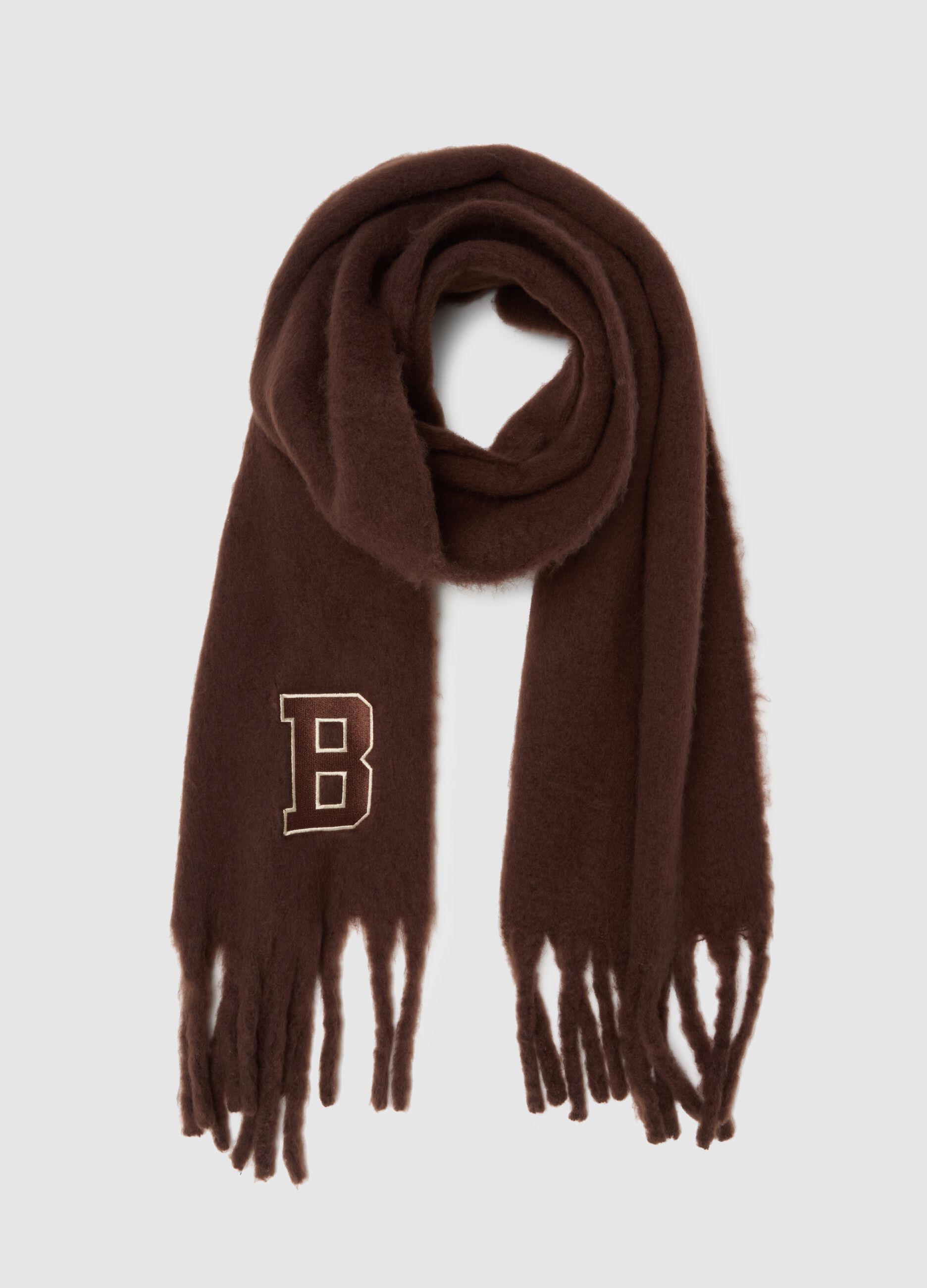 Brown Mixed Fabric Scarf