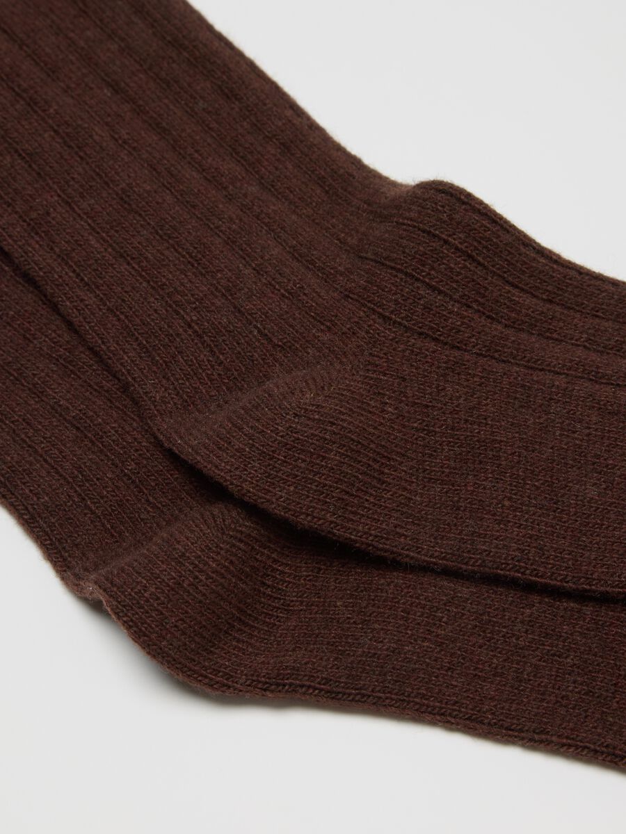 Brown Ribbed Long Socks_2