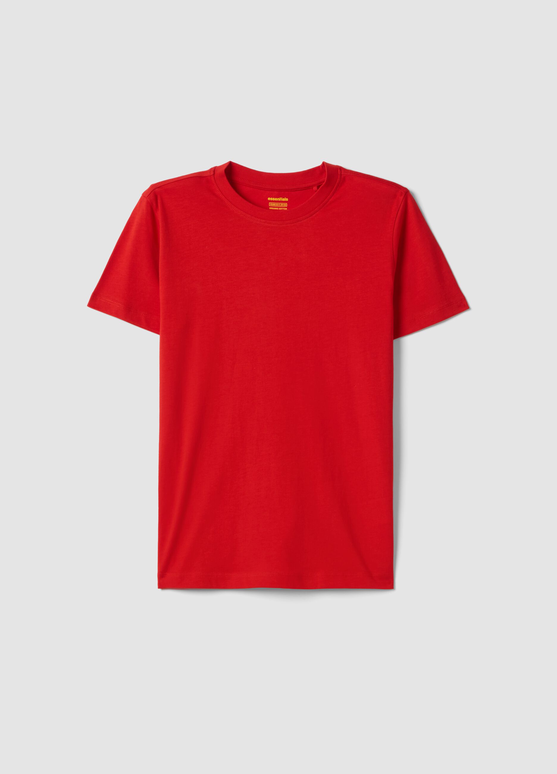 T-shirt in puro cotone rossa da ragazzo regular fit