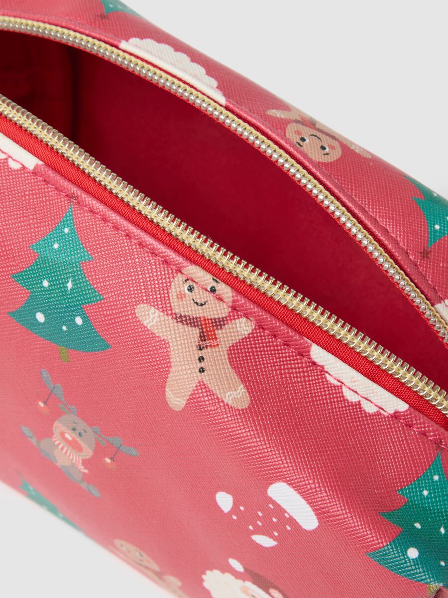 Red Christmas pouch with zip closure_2