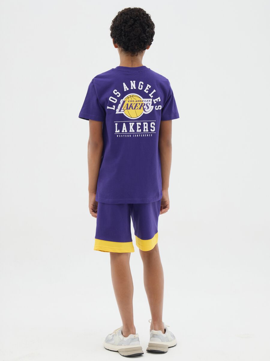 Boys' short purple regular fit set in 100% cotton with Los Angeles Lakers logo_3