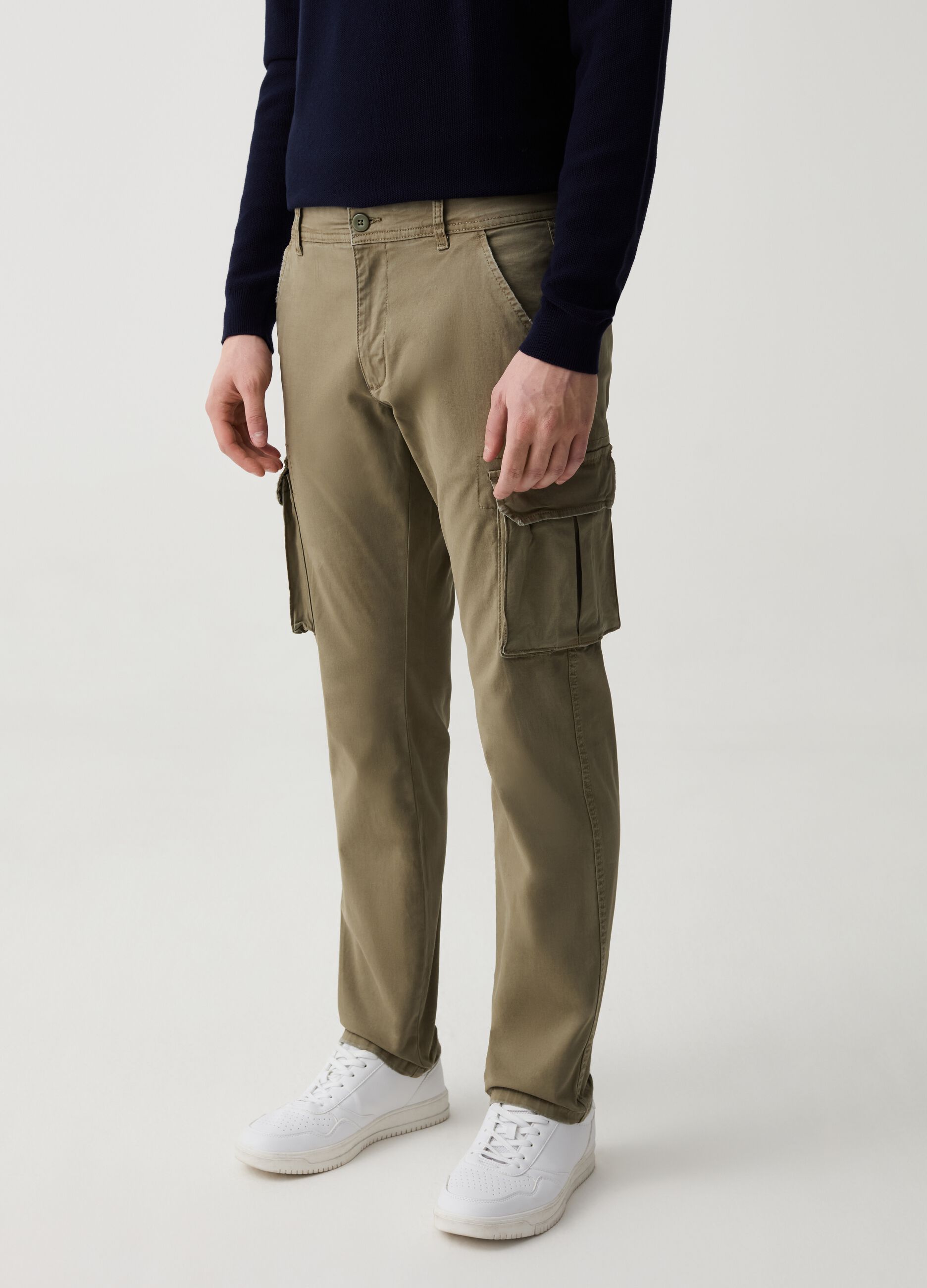 Pantalone cargo regular fit in twill stretch