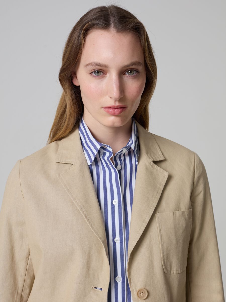 Single-breasted blazer in linen and cotton_1