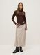 Beige satin skirt with regular fit and elastic waist_0