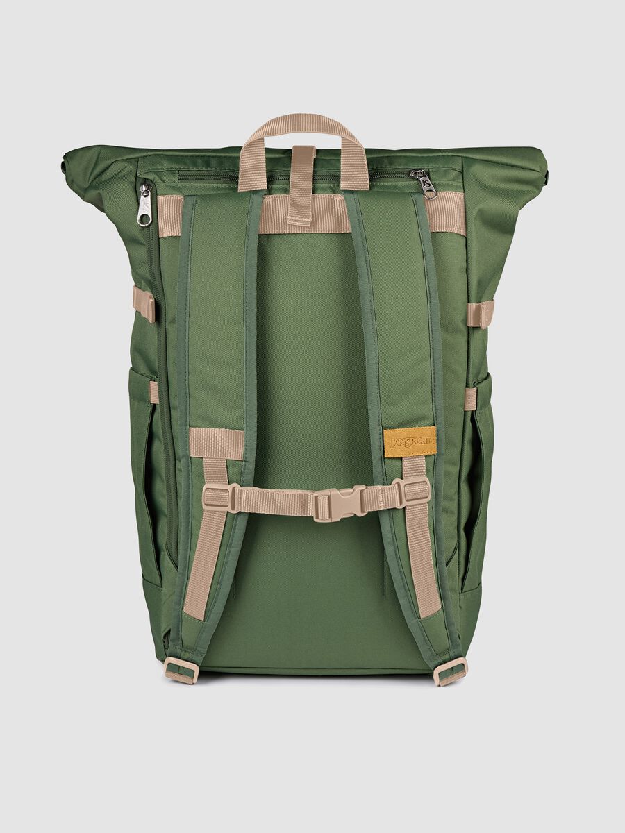 Zaino verde arrotolabile con tasche_1