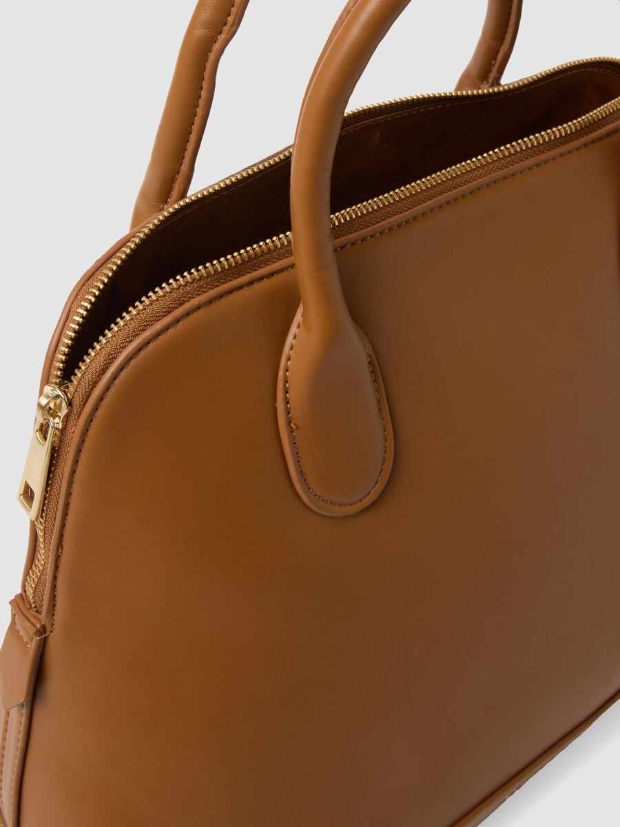 Borsa marrone a mano con chiusura zip_2