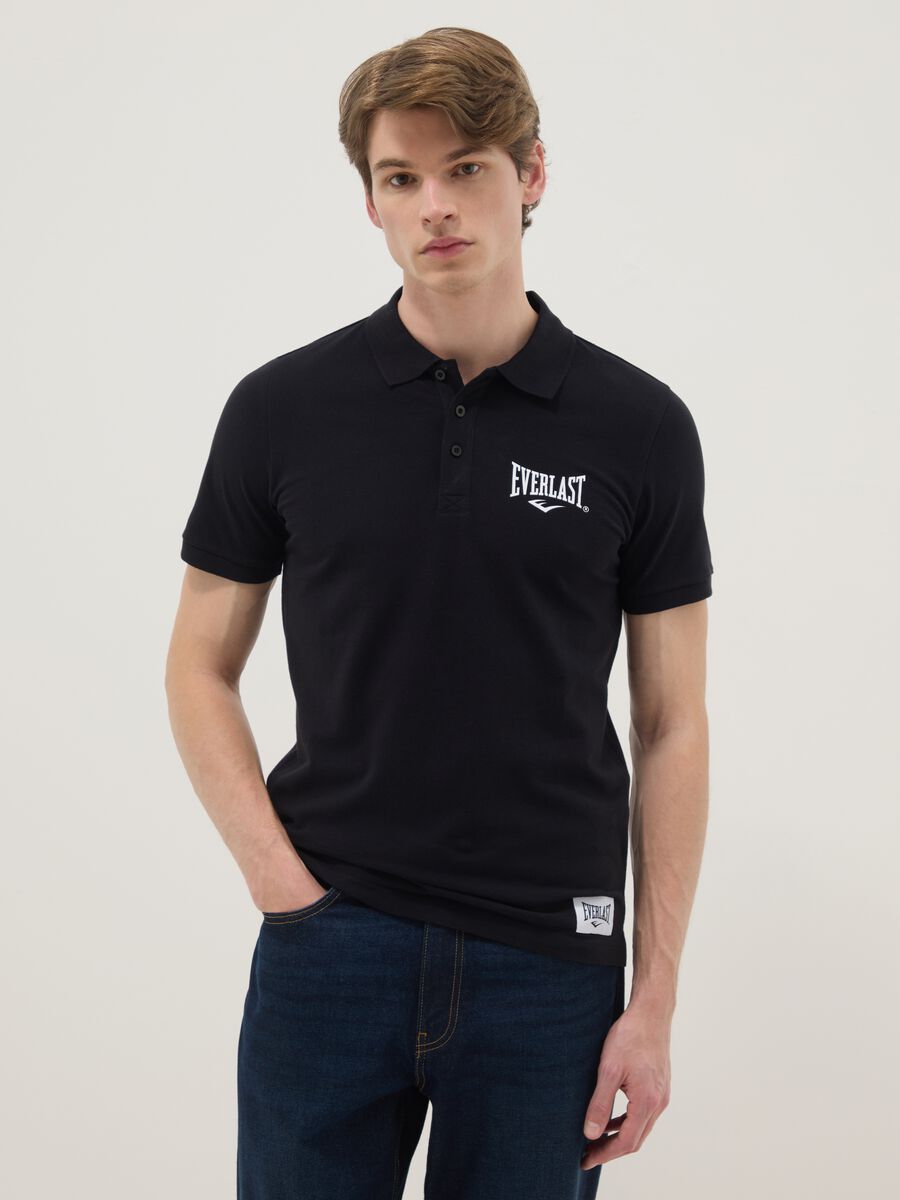 Black short sleeve pure cotton polo_1