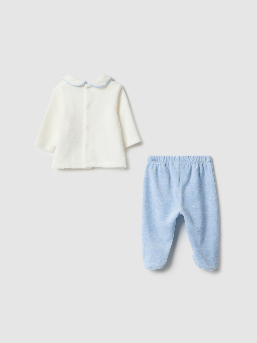 Baby set in white and blue cotton blend_1