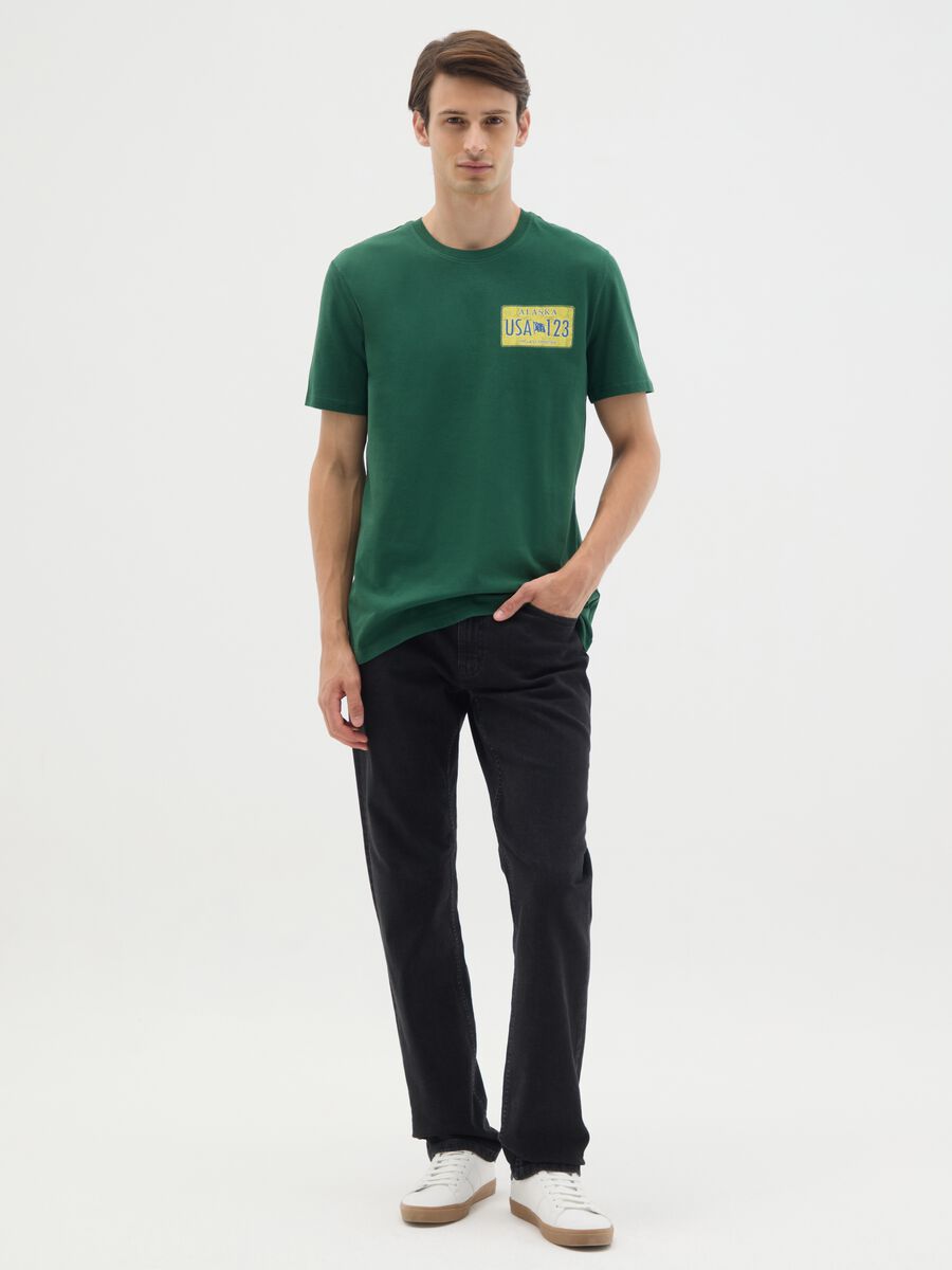 Green pure cotton T-shirt regular fit_1