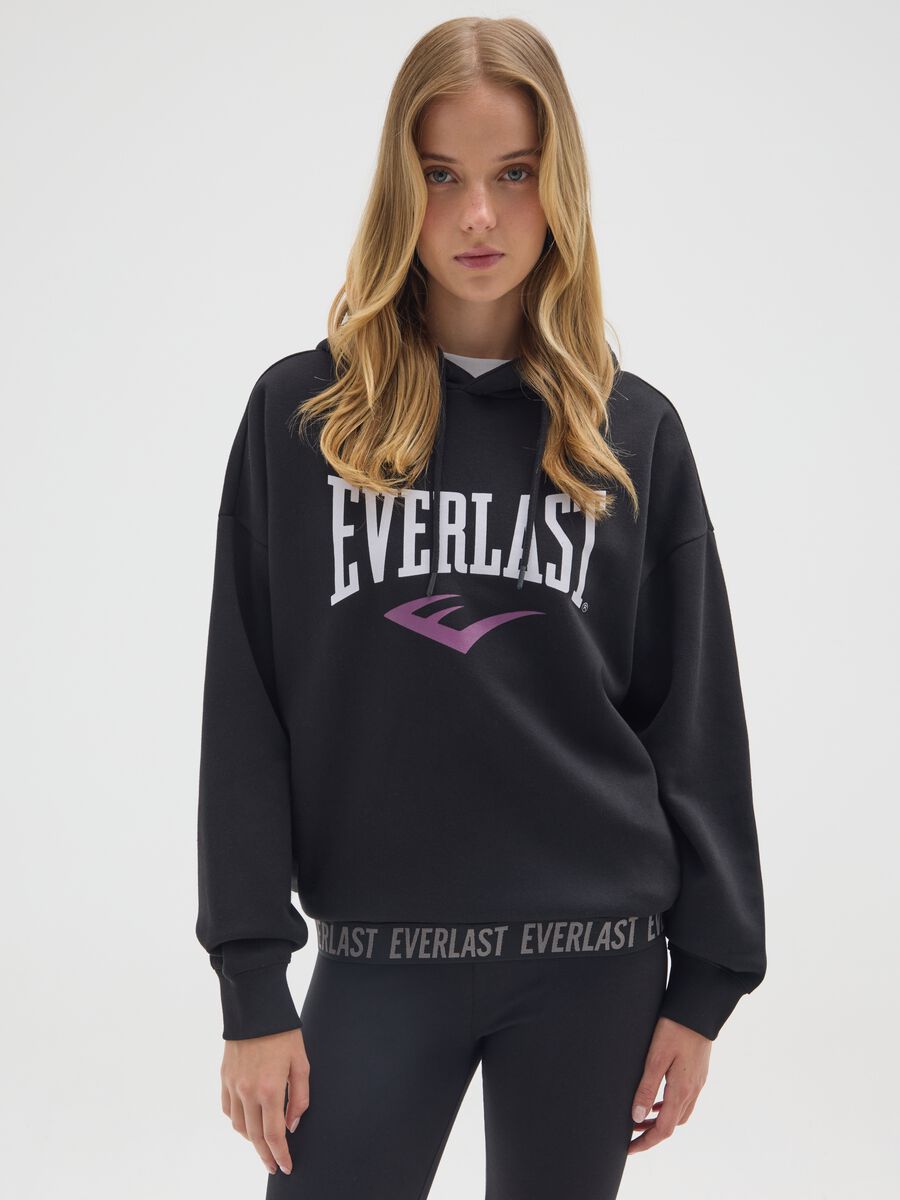 Black regular fit cotton blend sweatshirt_0