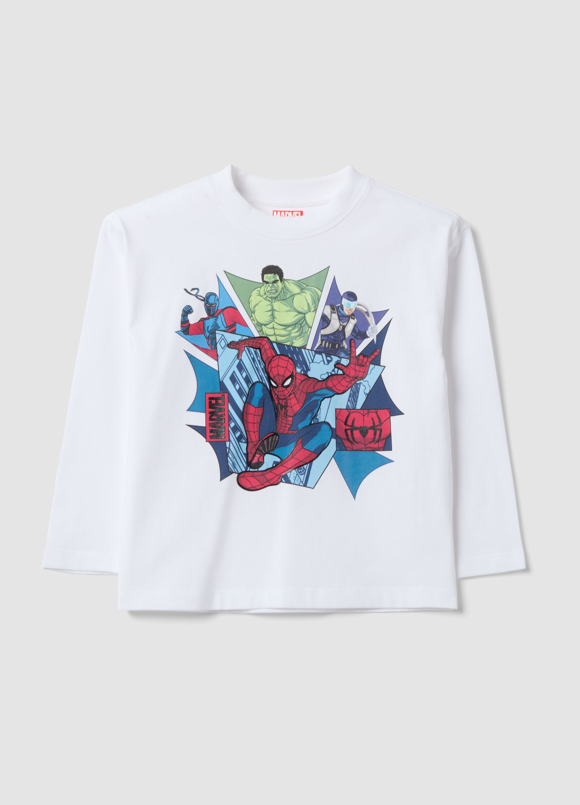 White oversized pure cotton Spider-Man print T-shirt for boys
