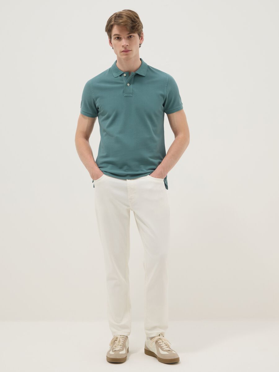 Green slim fit short sleeve pure cotton polo_2