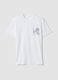 White pure cotton T-shirt with print, regular fit_4