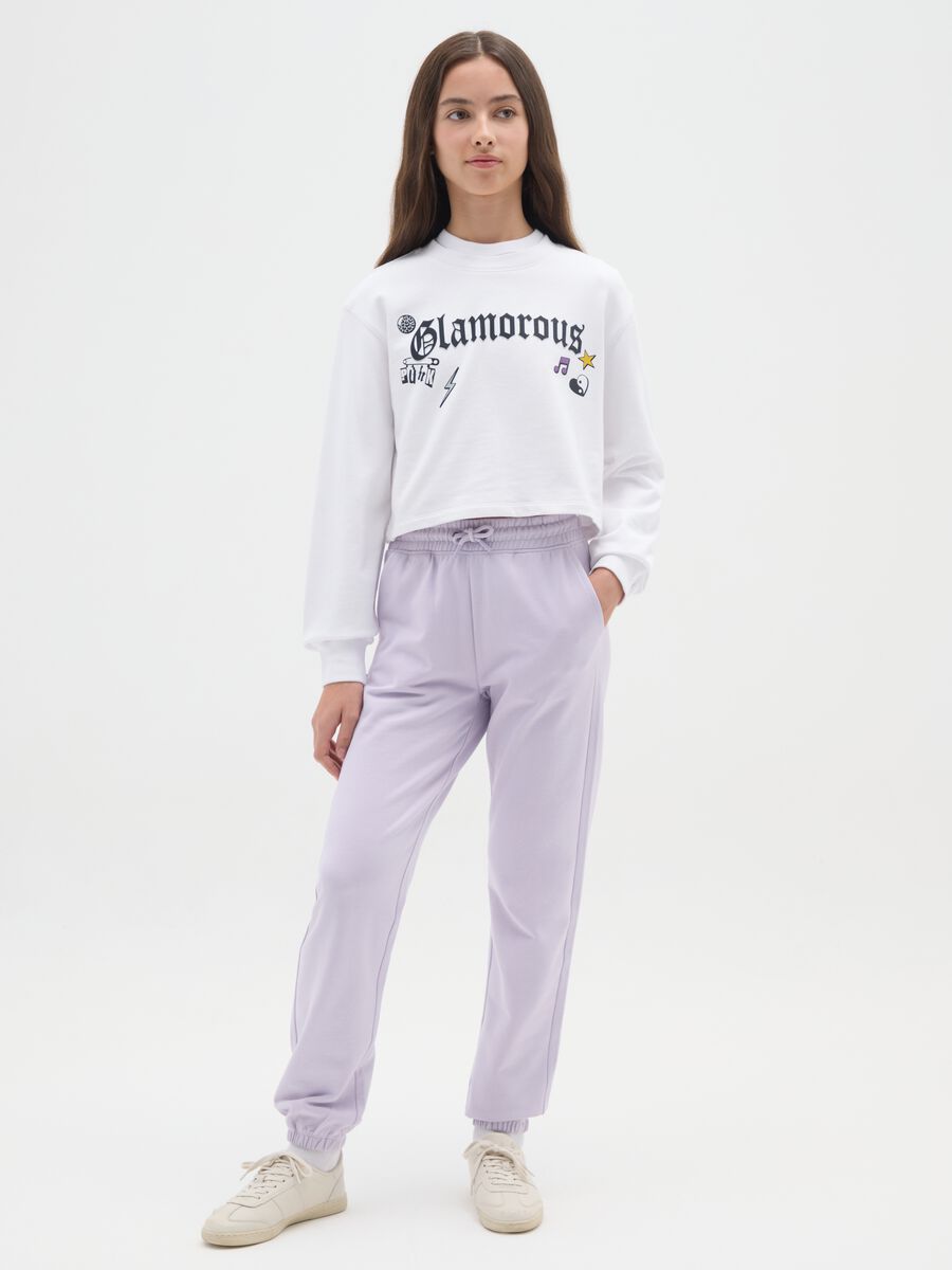 Girl's purple pure cotton regular fit trousers_0