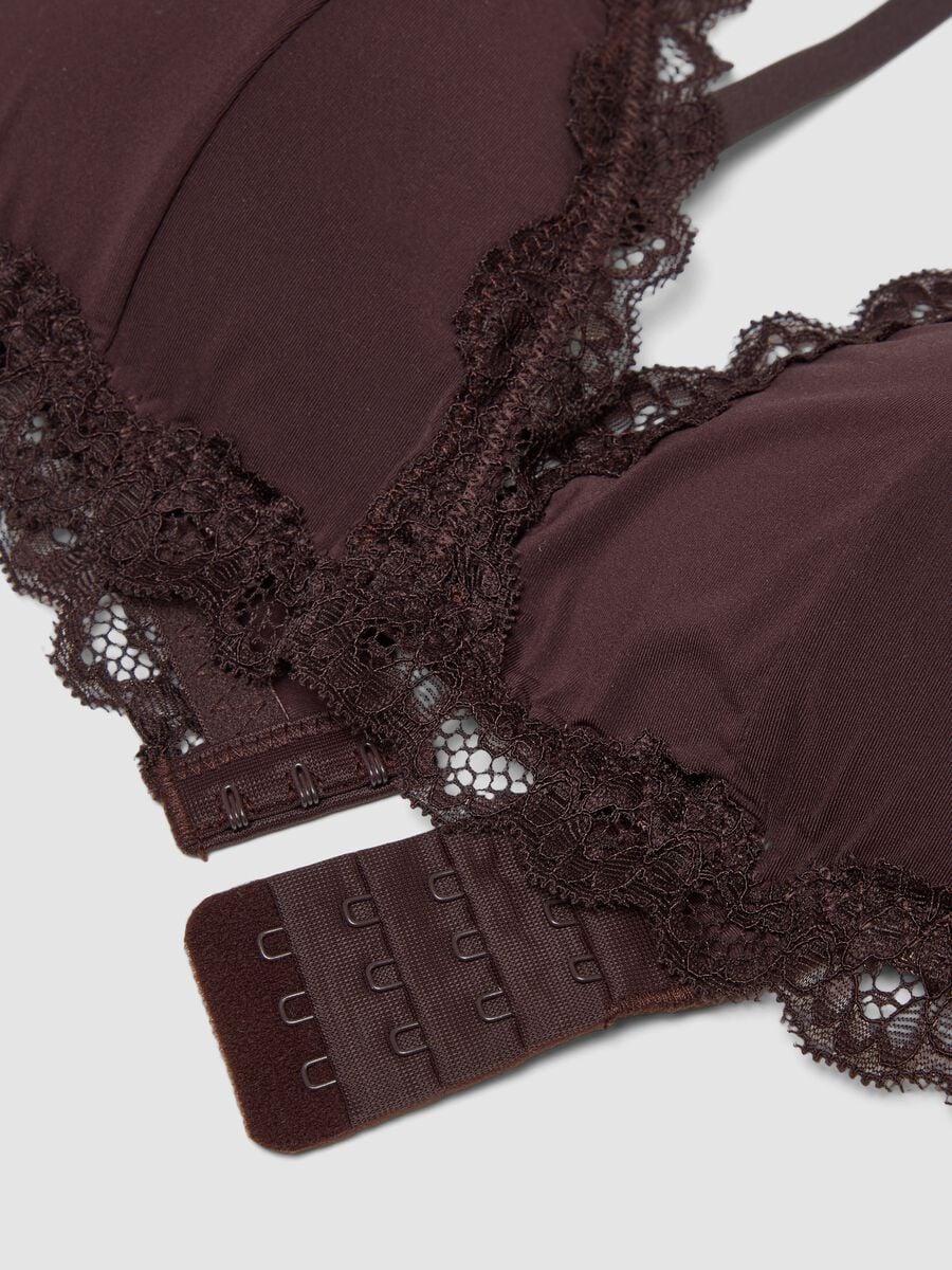 Reggiseno marrone in tessuto elasticizzato con pizzo_1