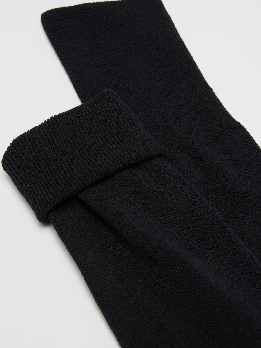 Two-pack men's black long socks in cotton blend_1