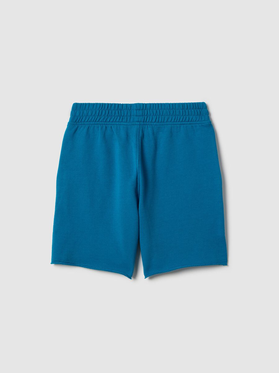 Children's regular fit blue short joggers in pure cotton_1