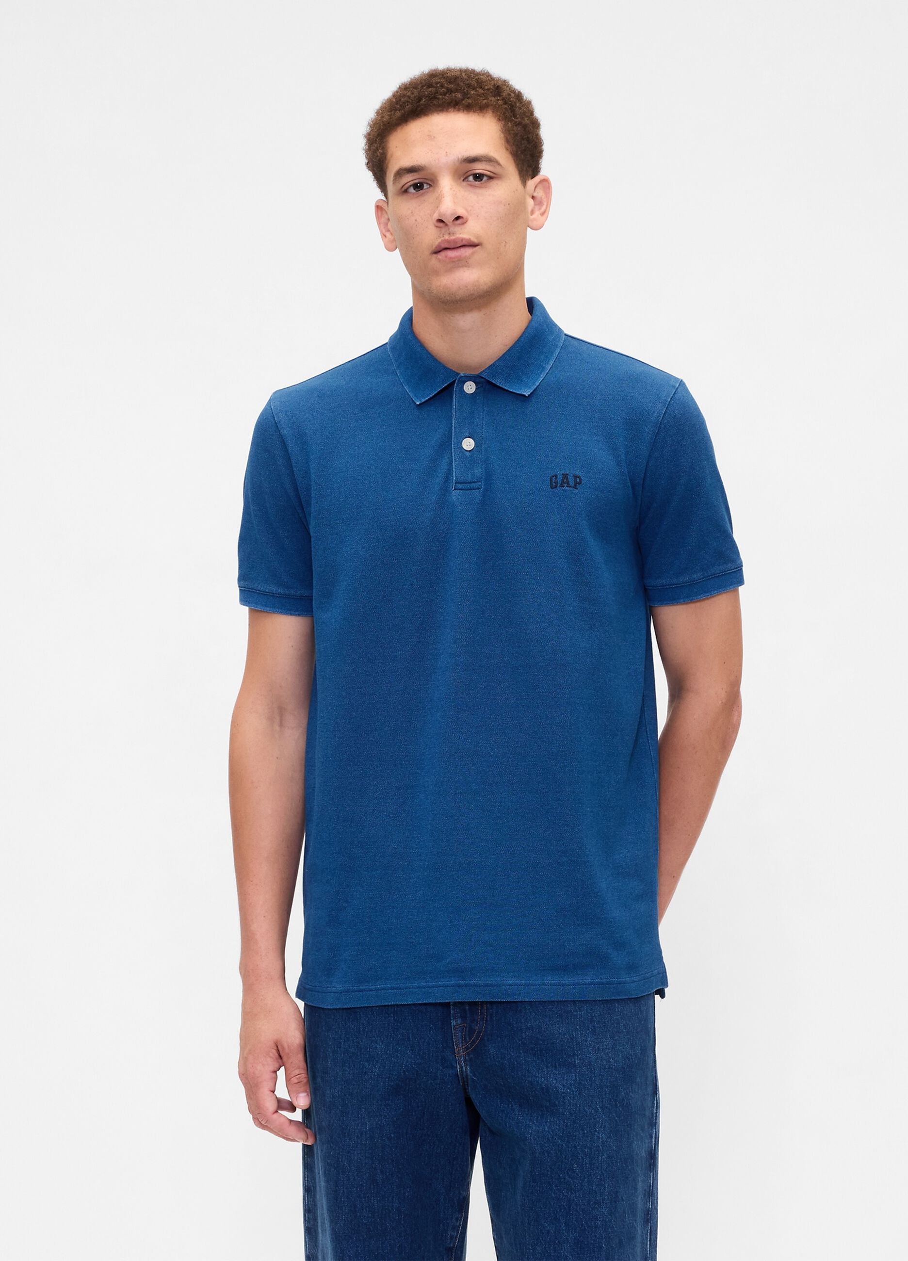 Short Sleeve Stretch Blue Polo