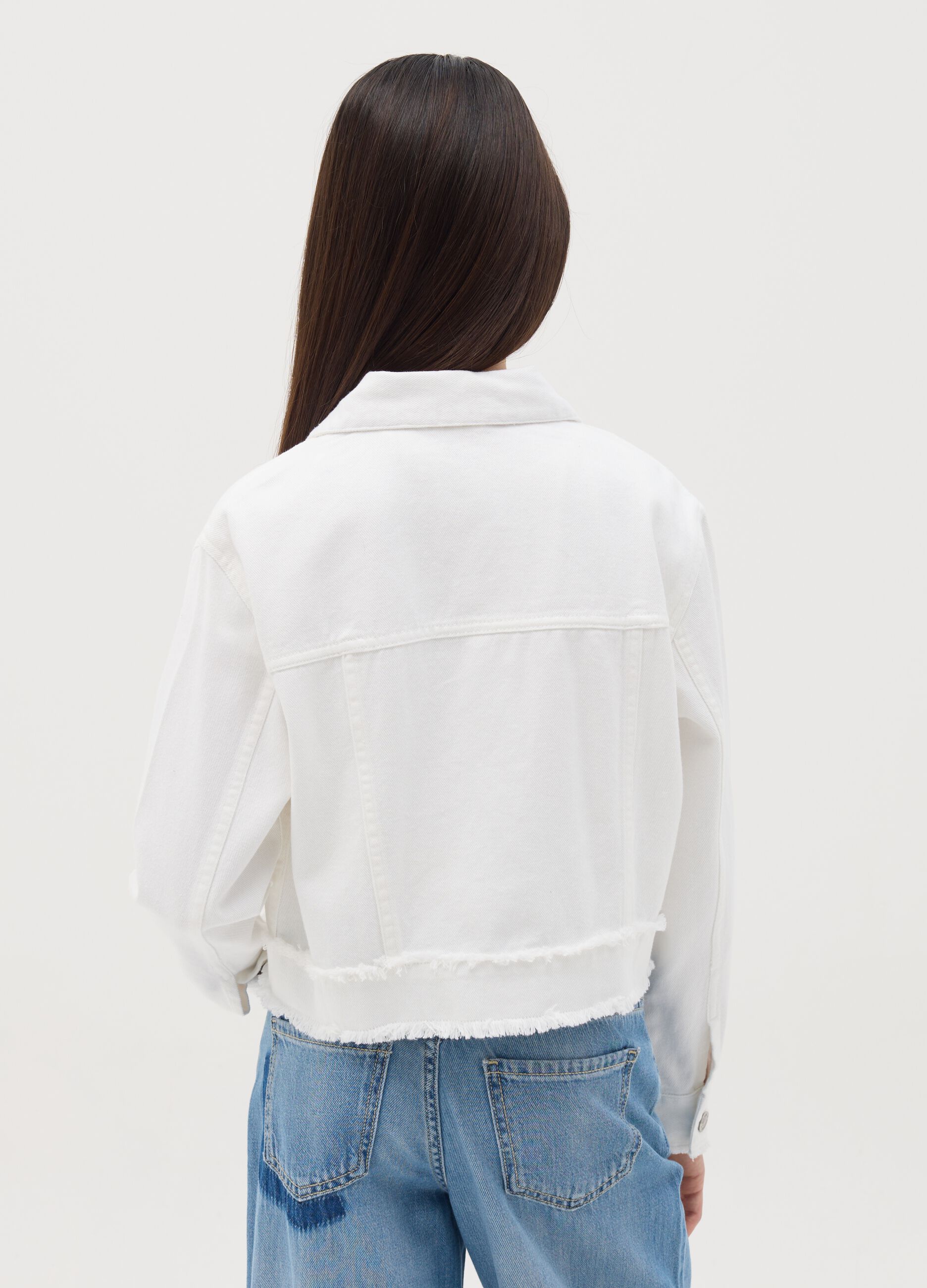 Cropped-fit denim jacket