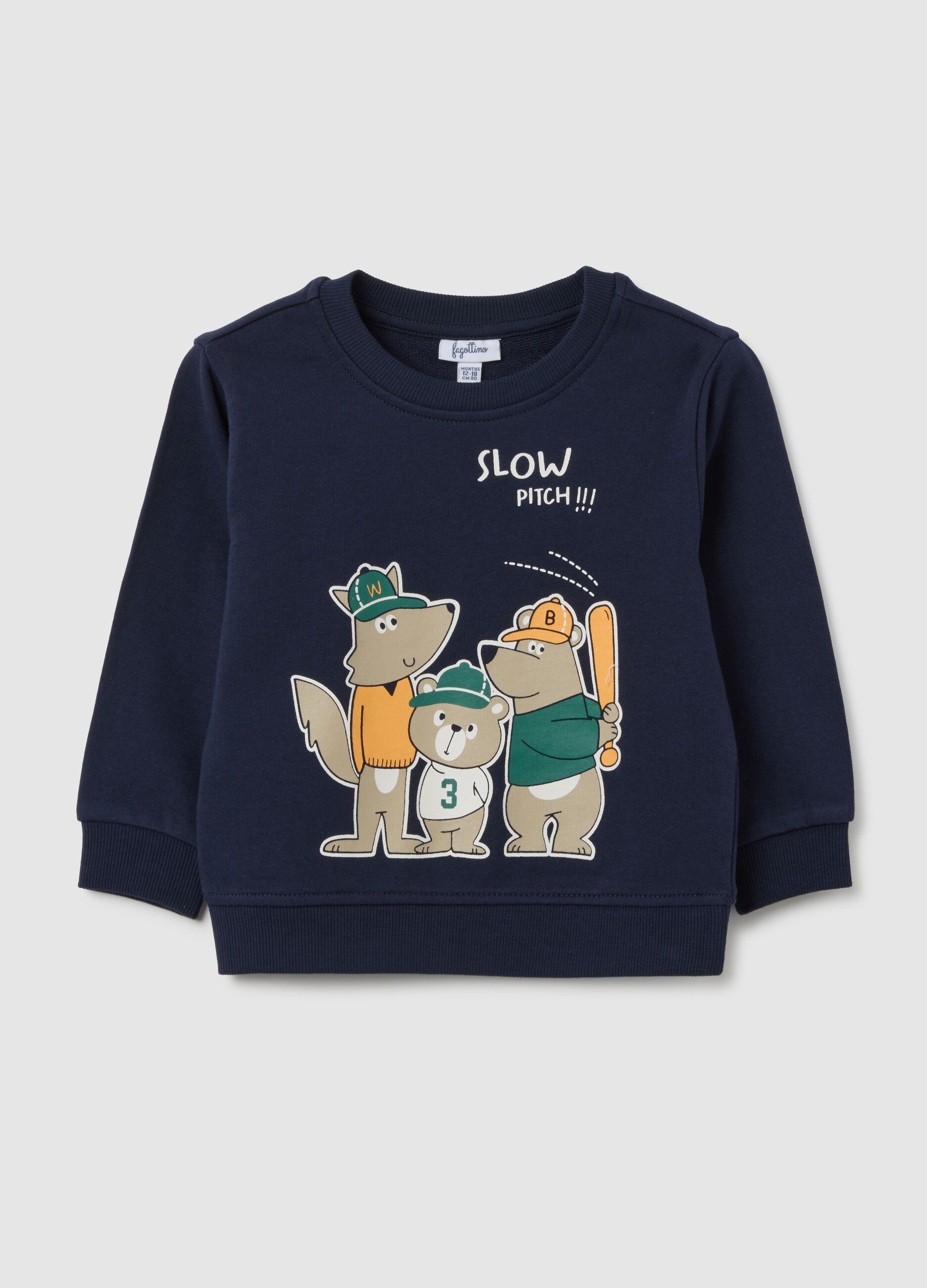 Children's regular fit blue pure cotton sweatshirt
