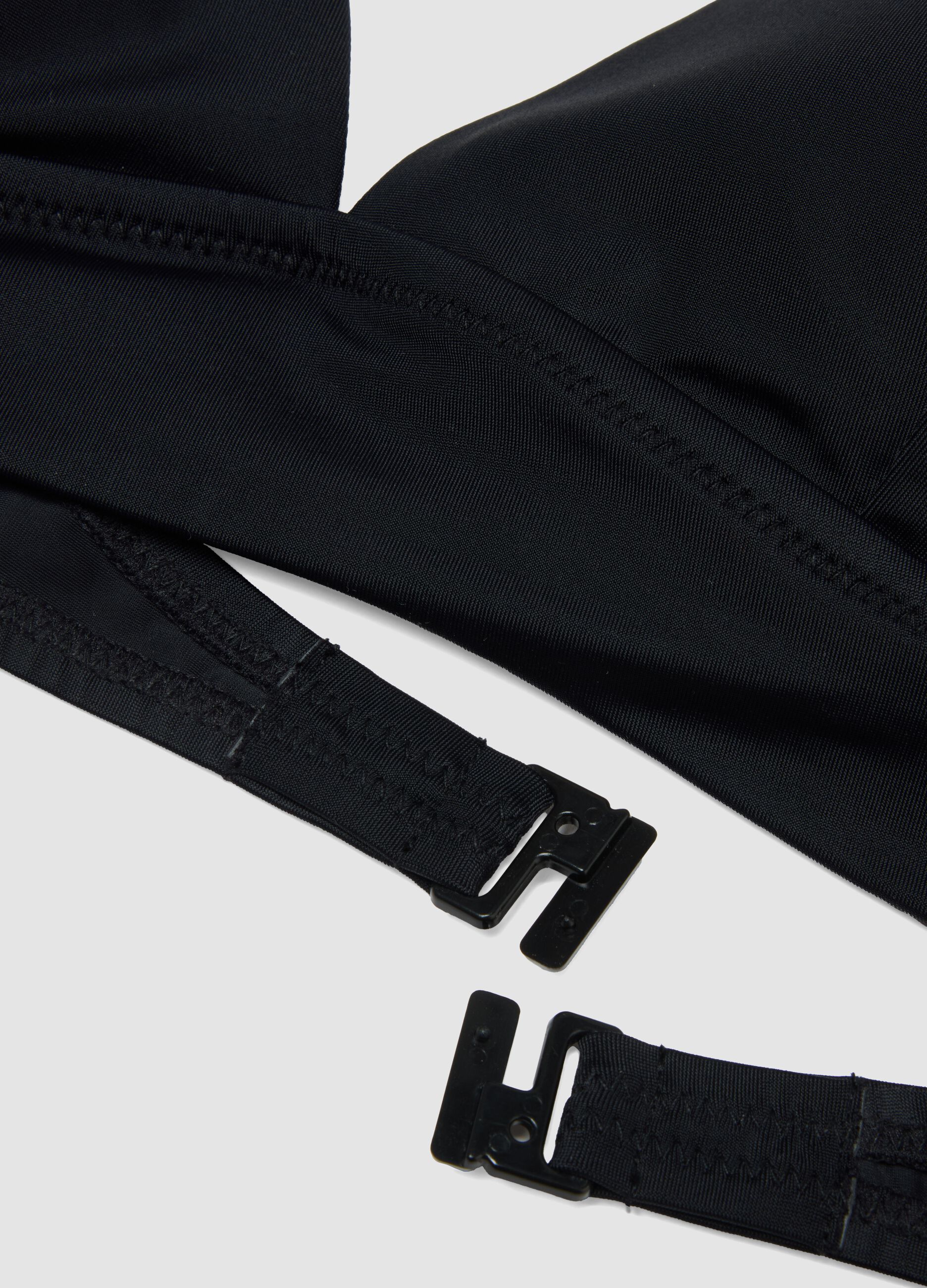 Black stretch bikini top with removable padding