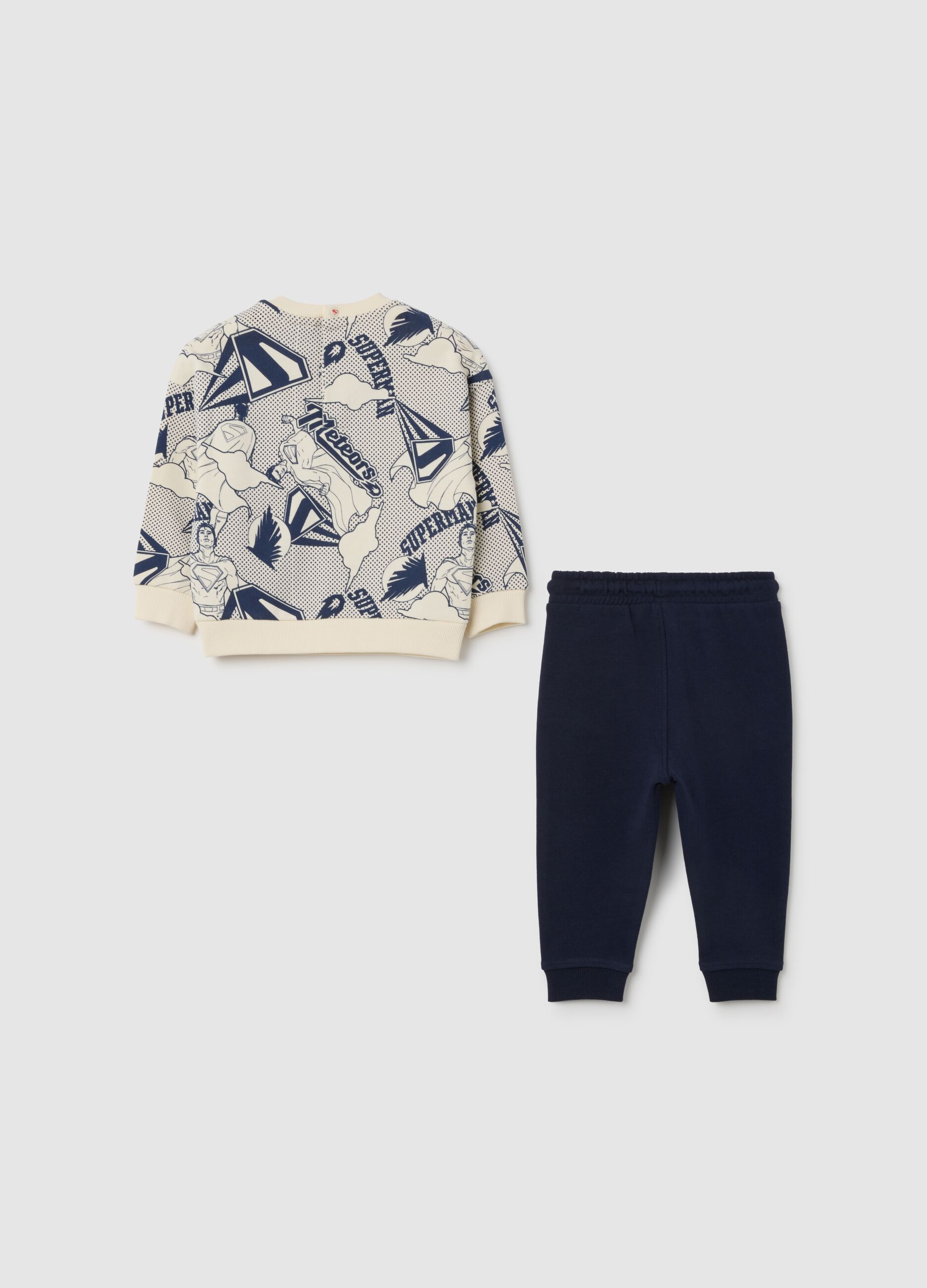 Multicoloured pure cotton Superman sweatshirt and trousers set for children