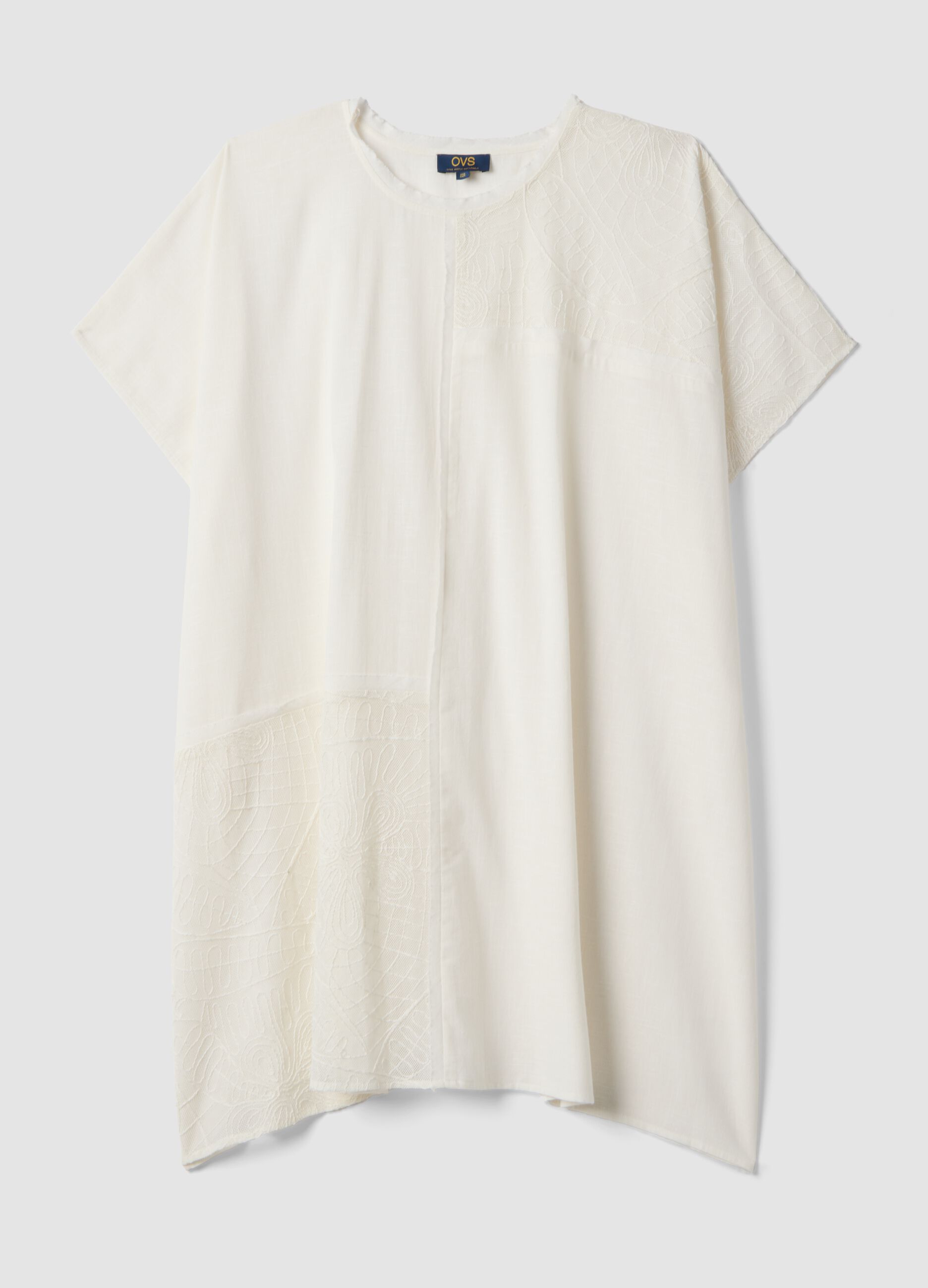 White pure cotton kaftan with lace inserts