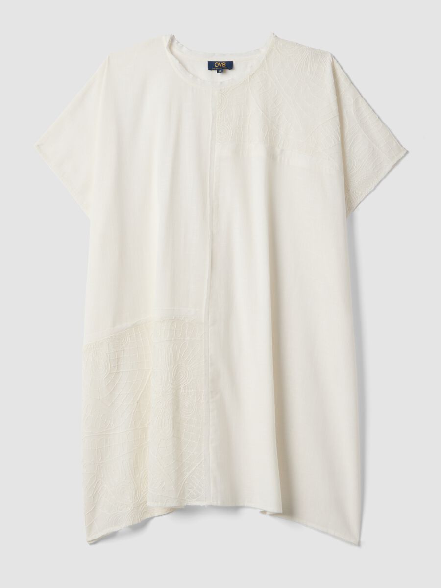 White pure cotton kaftan with lace inserts_4