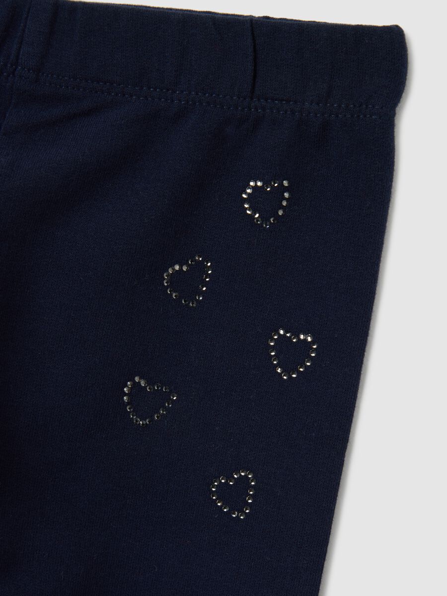 Girls' blue stretch cotton slim fit leggings with prints_2