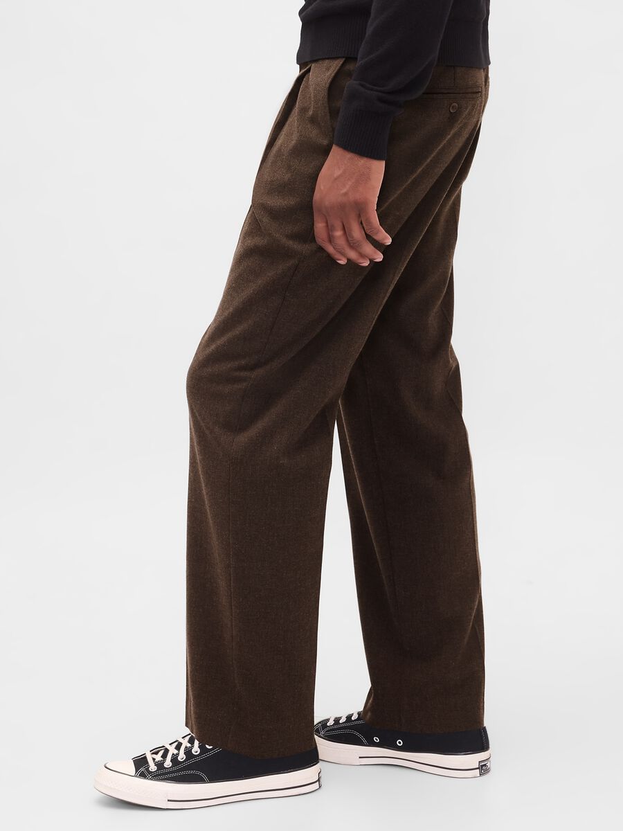 Brown Stretch Wool Blend Trousers_3